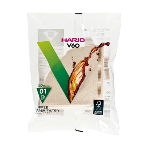 Hario Misarashi V60-01 Přírodní Papírové Filtry 100 ks