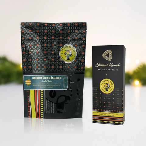 Dárkový set Káva Indonésie Kerinci a Zrna v čokoládě