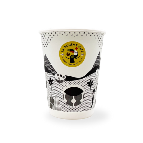 Dvoustěnný kelímek na latte 12 oz černobílý